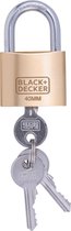 BLACK+DECKER Hangslot met Sleutel - 40mm - Incl. 3 Sleutels - Massief Messing Slot