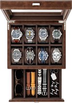 Bayswater Heren Horlogebox - 8-Vaks Horlogedoos voor Mannen – Horlogebox voor Mannen - Sieradendoos Mannen - Horlogebox Heren
