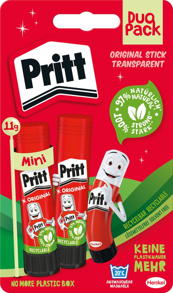 Pritt Stick Original Lijmstift Duopack 2 x 11g - Oplosmiddelvrij - Voor School, Kantoor & Knutselen - Kindvriendelijke Hobbylijm
