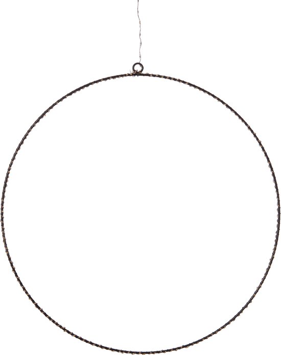 Suspension de Noël ronde noire avec 200 lumières LED blanc chaud D 37 cm