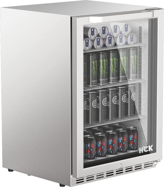 HCK Outdoor koelkast SC-145 - 142 L - RVS - 161 blikjes - 0-22 °C - RVS in en out - Glasdeur