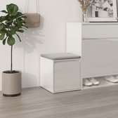 The Living Store Opbergbox avec tiroir - Bois - 40,5 x 40 x 40 cm - Blanc brillant