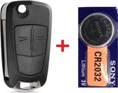 Autosleutel 2 knoppen klapsleutel HU100R02 + Batterij CR2032 geschikt voor Opel sleutel Astra / Corsa / Zafira / Insignia / Adam / Cascada