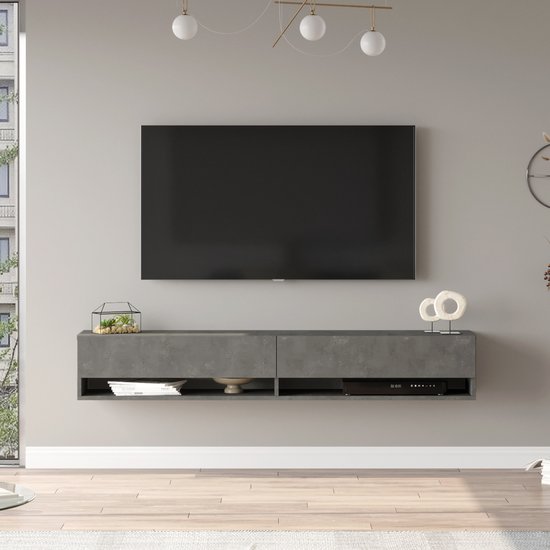 Tv-meubel Laitila 2 opbergvakken 180x31,5x29,5cm betonkleurig