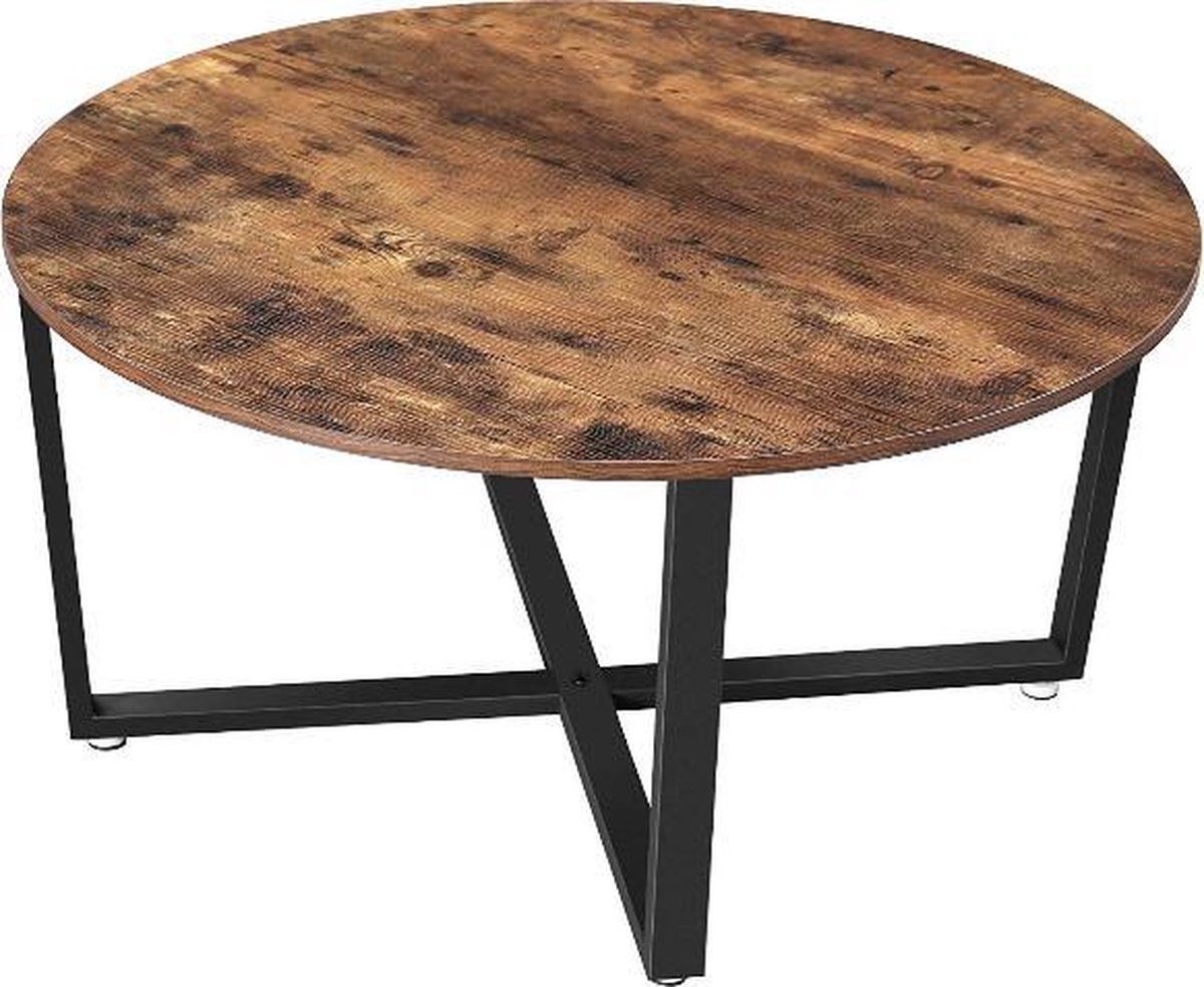 FurnStar Salontafel - Ronde tafel - Hout - Bruin - 88x88x47