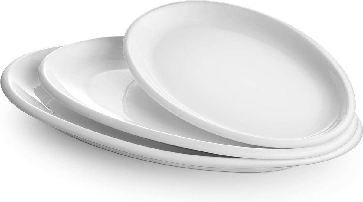 Spetebo fijnkeramiek eetborden wit mat - set van 6 - keramische platte eetborden 26 cm - bordenset keramiek borden saladeborden servies goed voor 6 personen vaatwasserbestendig