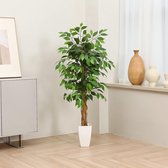 Kunstplanten Grote 120 cm Ficus Kunstplant met Witte Pot Nep Plastic Planten voor Huisdecoratie Kamerdecoratie Slaapkamerdecoratie (1 pak)