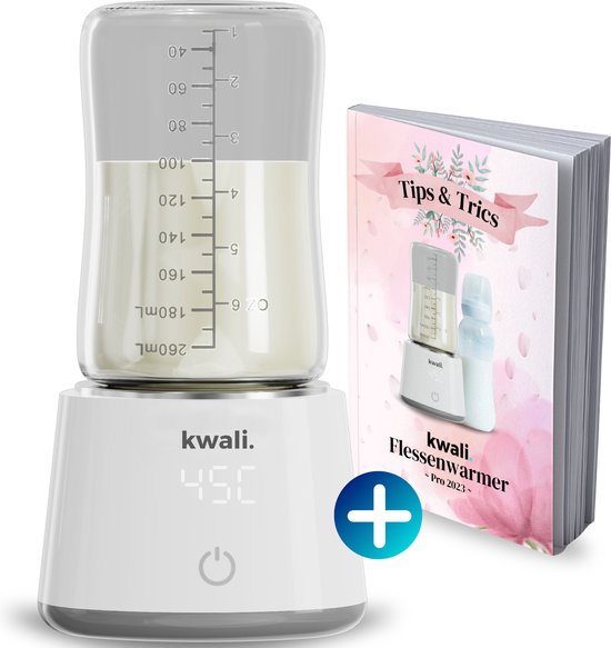Kwali. ® flessenwarmer onderweg pro 2023 - flesverwarmer - draagbare baby flessenwarmer - bottle warmer - incl. E-boek met tips & tricks - wit
