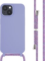 Coque iPhone 15 avec cordon - Coque en Siliconen iMoshion avec cordon - Violet