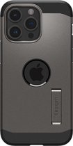 Spigen Tough Armor Hoesje geschikt voor Apple iPhone 15 Pro Max | Compatible met MagSafe | Back Cover Hoesje | Uitklapbare Kick Stand | Gunmetal