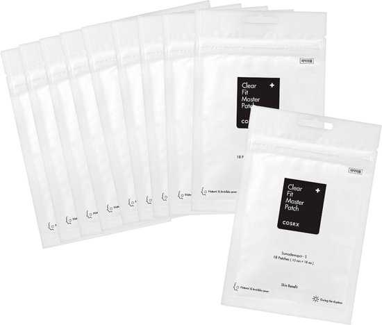 COSRX Clear Fit Master Patch 18 patches X 10 stuks - Extra Dun, Transparant - Acne Pleister- Korean Skincare Volume Deal