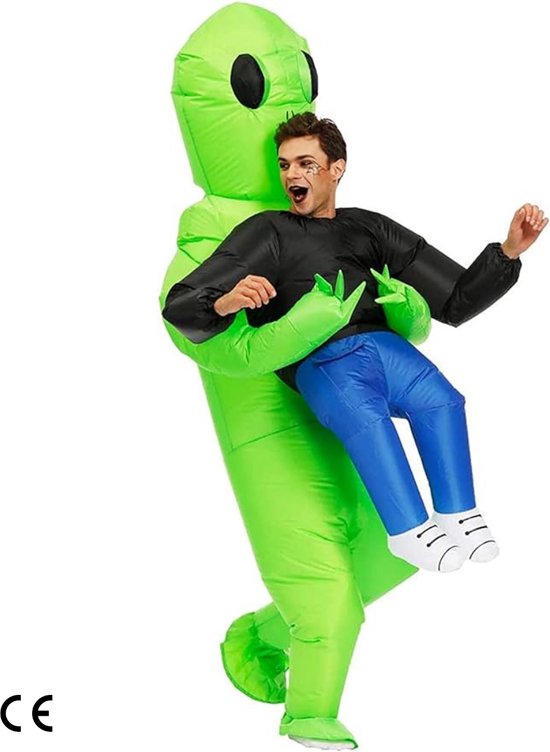 Alien Kostuum - Opblaasbaar Buitenaards Kostuum voor Volwassenen - L - Opblaasbaar Ontvoerd Door Een Lieve Alien - Man - Groen - One Size - Carnavalskleding - Verkleedkleding