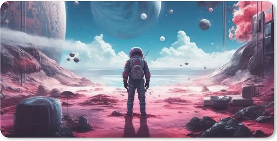 Muismat 80x40 cm - Bureaumat gaming astronaut - Computer en gameroom accessoires - Muis en bureau mat onderlegger - Game room decoratie spullen - Bureaulegger desktop xl - Mousepad xxl - Muismatten office desk anti slip - Setup accessories