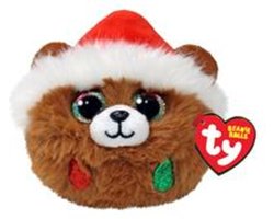 TY Teeny Puffies Christmas Bear Brown 10 cm