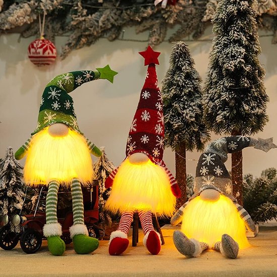 Figurines de nains de Noël petites LED, figurines de nains de Noël avec le  Père Noël, | bol