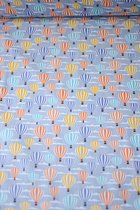 Katoen blauw met luchtballonnen 1 meter - modestoffen voor naaien - stoffen