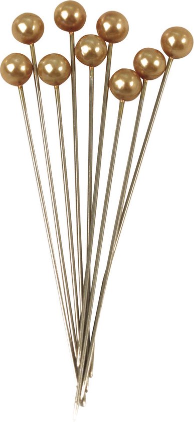 Rayher Spelden met parel kop/kopspelden/naaispelden – 6.5 cm – goud – 25x stuks
