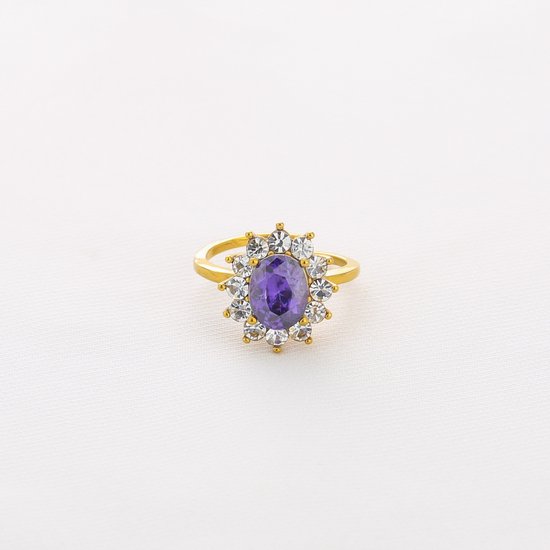 Ring met paarse steen - Vintage look - Stainless steel - Michelle Bijoux