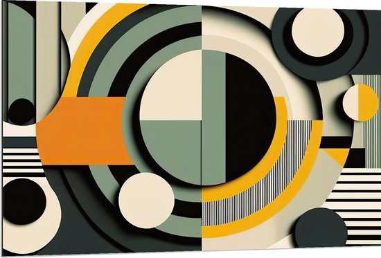Dibond - Abstract - Figuren - Cirkels - Rondjes - Strepen - Kleuren - 120x80 cm Foto op Aluminium (Met Ophangsysteem)
