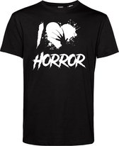 T-shirt kind I Love Horror | Halloween Kostuum Voor Kinderen | Horror Shirt | Gothic Shirt | Zwart | maat 128