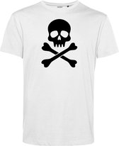 T-shirt Pirate Skull | Halloween Kostuum Volwassenen | Halloween | Foute Party | Wit | maat L