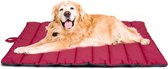 Waterdichte hondenmat voor buiten, wasbaar hondenbed, antistatisch, hygiënisch, opvouwbaar, grote reisdeken voor huisdieren, 110 x 68 cm (rood/grijs)