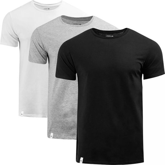 Lacoste Crewneck Label Logo T-Shirt 3-Pack Black/Grey/White