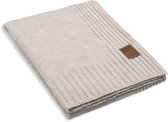 Knit Factory Uni Gebreid Plaid - Woondeken - plaid - Wollen deken - Kleed - Beige - 160x130 cm