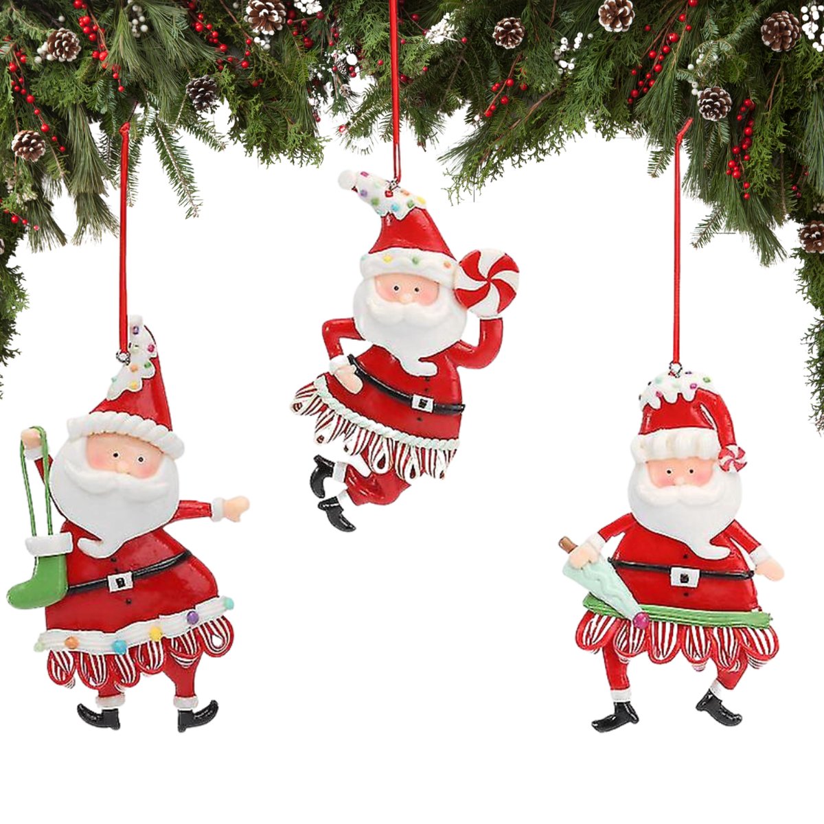 Kerstmannen Kerstboomdecoratie | 3x Kerstman met Candy | Kerstboom ornamenten decoratie | Kunststof 13CM