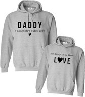 Matching set 2 hoodies voor vader en dochter-First Love-Cadeau voor vader en dochter-Heren Maat S Kind Maat 122/128