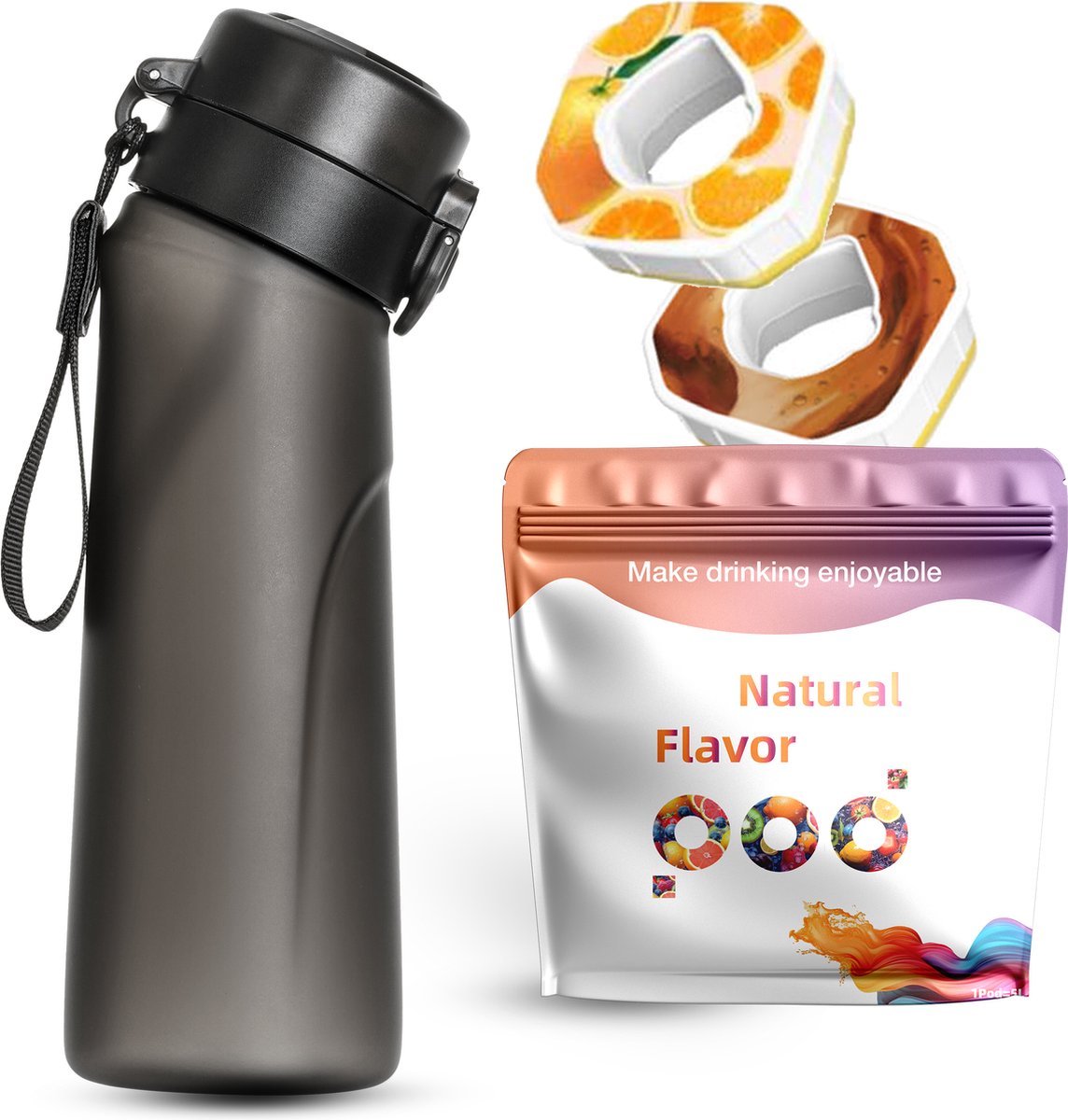 Geurwater Drinkfles - Waterfles Air Starterskit – 750 ml Inclusief 2 pods - Up Drinkfles – met Rietje – BPA Vrij - Hydraterend