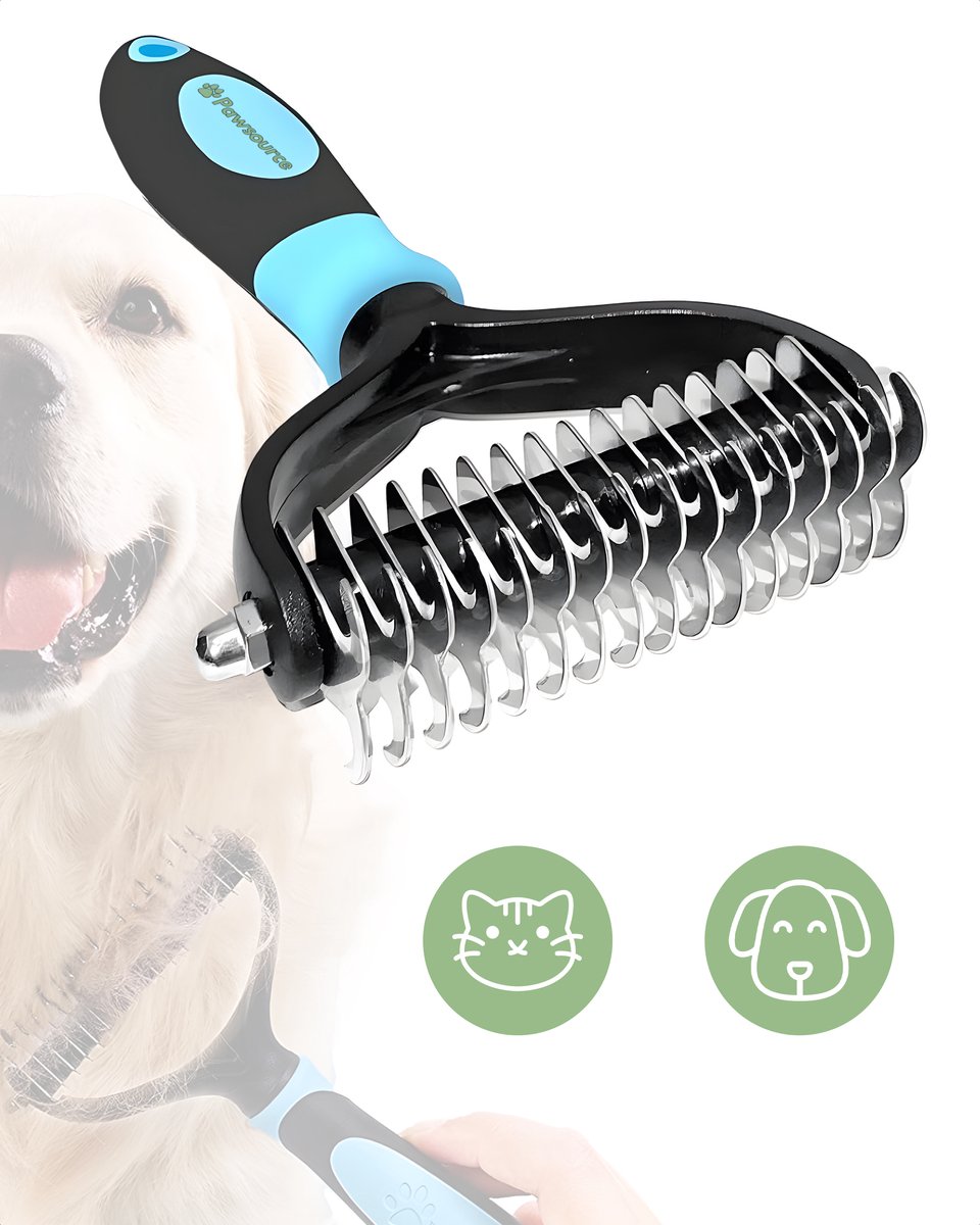 Pawsource Peigne professionnel à 2 faces pour sous-poil pour chien et chat  – Peigne