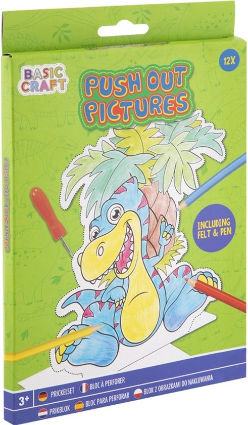 Prikblok voor Kinderen Thema Dino's - Inclusief Prikmat en Prikpen