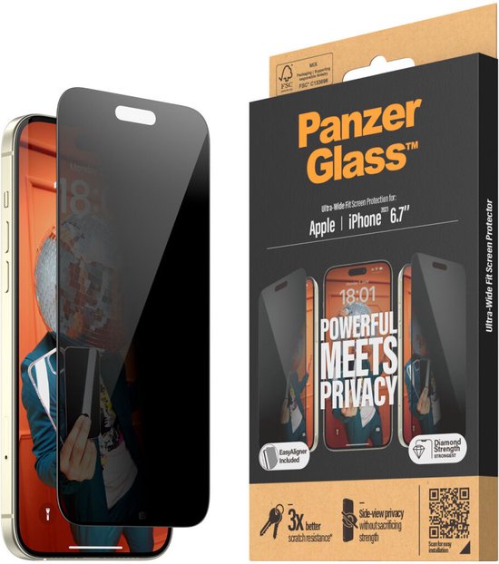 Protecteur d'Écran iPhone 14 Pro Max PanzerGlass Classic Fit Privacy