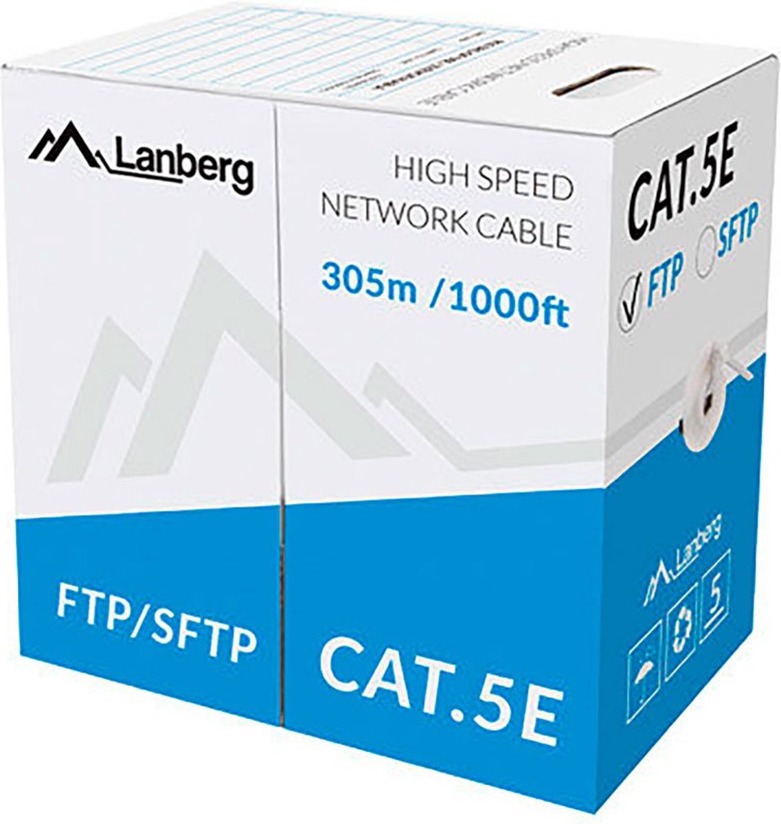 Lanberg FTP Cat5e - Netwerkkabel op Rol - 305m - FTP (Afgeschermd) - CCA - Grijs