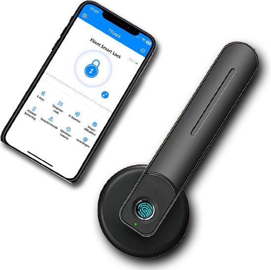 Keyless Entry Door Lock, Smart Biometric Fingerprint Door Lock Security Handle Lock met Bluetooth APP & Password Elektronisch deurslot voor thuis, kantoor, appartement, hotel, slaapkamer(Chrome