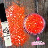 GetGlitterBaby® Oranje Poeder Festival Glitters voor Lichaam en Gezicht / Koningsdag versiering / Face Body Jewels Glitterlijm / Gel Glittergel - Oranje - en Glitter Lijm HuidLijm