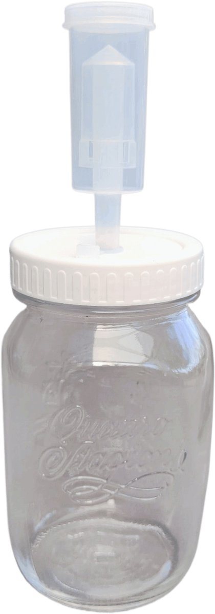 Mason jar fermentatiepot met driedelig waterslot, 1 liter