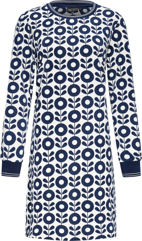 Dames homewear jurk met lange mouwen 'abstract blue flower'