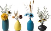 Kleine keramische vazen voor bloemen decoratieve vazenset voor woonkamer mini handgemaakte mat vazen voor tafeldecoratie modern marine groen geel hemelsblauw zwart kleur vazen set van 4