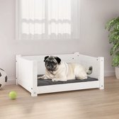 The Living Store Hondenmand Massief Grenenhout - Heerlijk knus - Ondersteunende zijwanden - Tijdloos ontwerp - Wit - 65.5x50.5x28cm