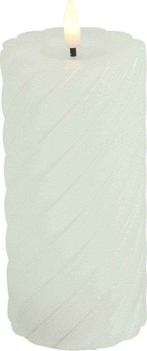 Countryfield Luxe LED kaars/stompkaars - wit - D7,5 x H15 cm - timer - twirly