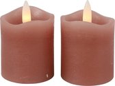 Countryfield LED kaarsen/stompkaarsen - 2x st - roze - D5 x H7,2 cm - timer - warm wit