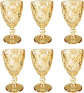 Vintage 6-delige set Rombus King wijnglas glas glazen wijnglazen waterglas longdrinkglas (wijnglas abrikoos glans)