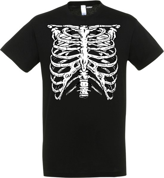 T-shirt Skelet Ribbenkast | Halloween Kostuum Volwassenen | Halloween | Foute Party | Zwart | maat L