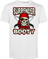 T-shirt Surrender Your Booty | Halloween Kostuum Volwassenen | Halloween | Foute Party | Wit | maat M