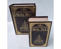 Denza- Opberg box Moby Dick BK35S2500 boekendoos - opbergdoos - decoratie - vintage - deco - decoratieve boeken - doos boek - kasboek - dozen - kluizen boek - kist - decoratief - kapitein Achab van de walvisvaarder Pequod - walvis