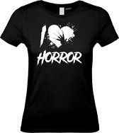 Dames T-shirt I Love Horror | Halloween Kostuum Volwassenen | Horror Shirt | Gothic Shirt | Zwart dames | maat S
