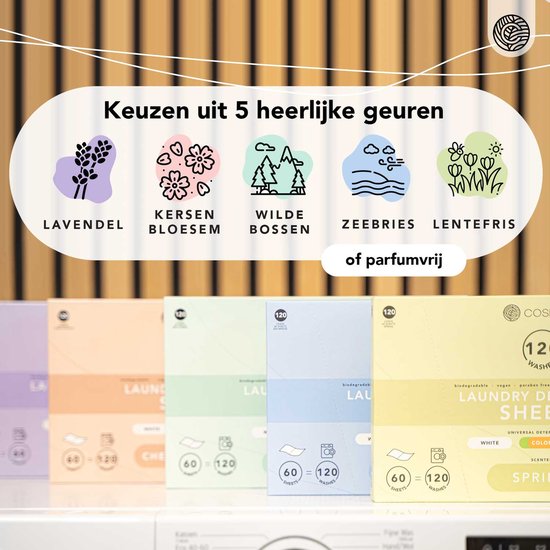 Kies uit 5 heerlijke geuren: Lavendel, Kersenbloesem, Wilde Bossen, Zeebries, Lentefris en een parfumvrije variant.
