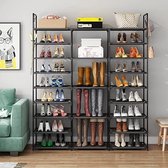 Étagère à chaussures, étagère à chaussures en métal, étagère à chaussures étroite avec 23 étagères, peut contenir 50 à 55 paires de chaussures et bottes, étagère debout pour salon, chambre, couloir, entrée, dressings - noir